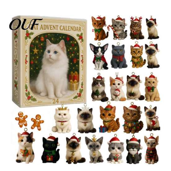 Desktop Christmas Ornament 2026 Advent Calendar, 24-Day Acrylic 2D Set with Tree Pendant Animal Figures, Hanging Decor, Holiday Gift for Kids