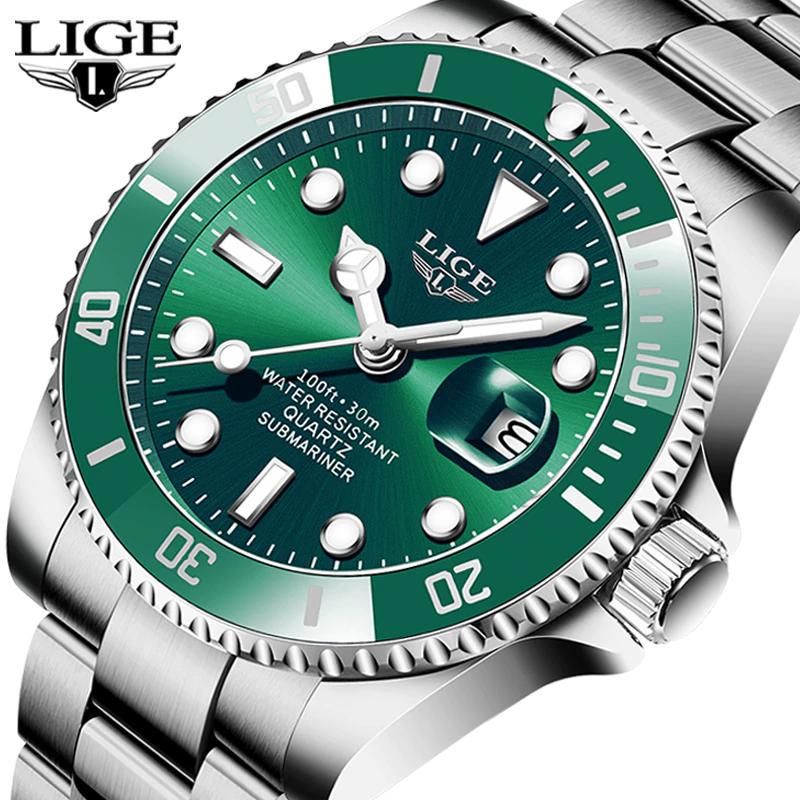 LIGE Top Brand Luxury Fashion Divers Watches Men 30ATM Waterproof Date Watch Sports Watch Men Quartz Wristwatch