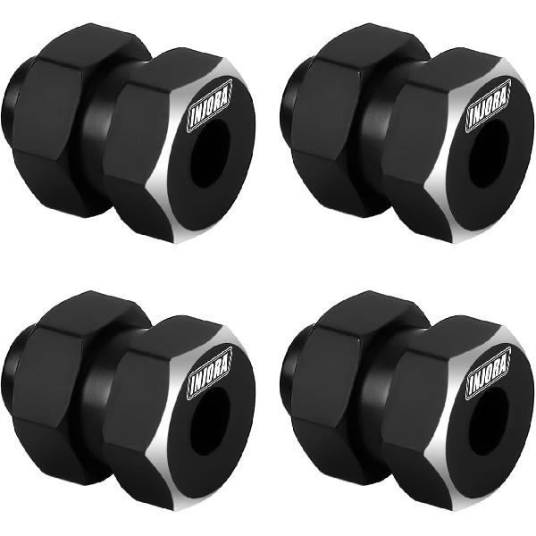 INJORA Black Stainless Steel Wheel Hex Hub +5mm Extenders for Axial SCX24 Upgrade 1/24 RC Crawler, 12g/Set
