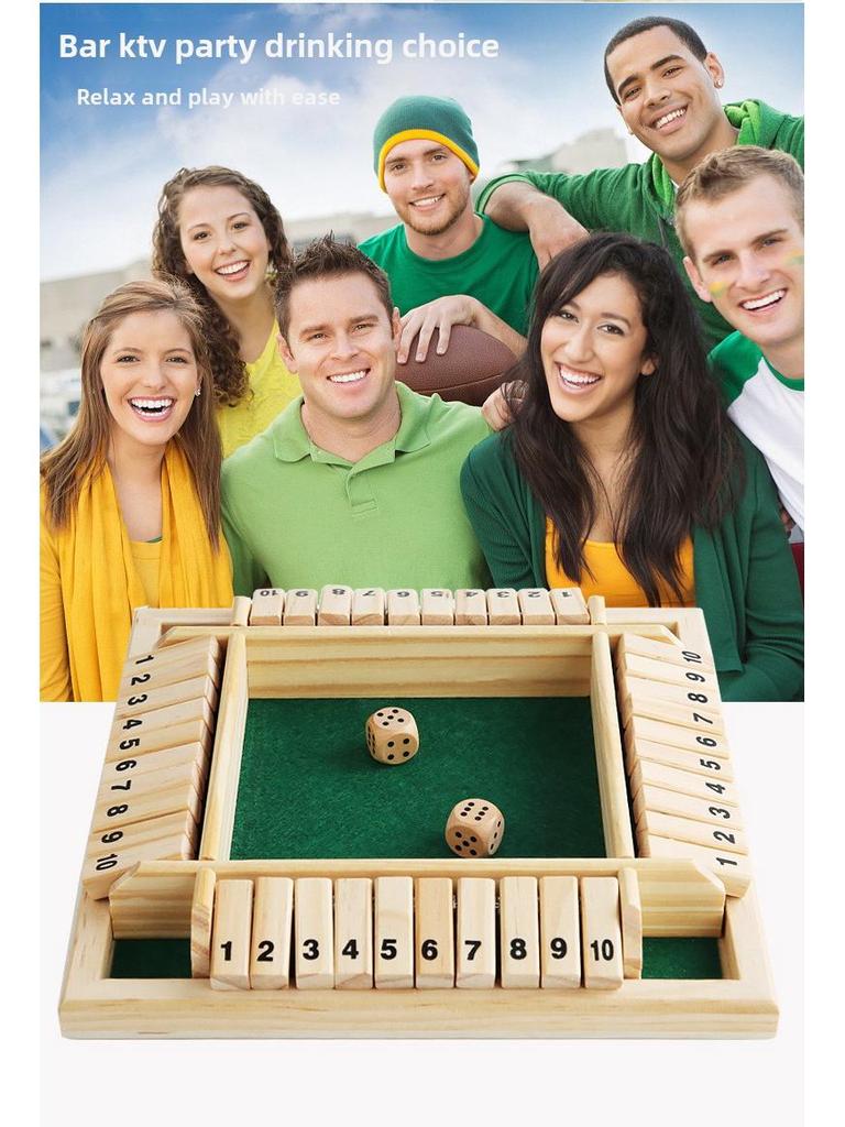 Wooden 4-Sided Flip Card Game for Stress Relief & Fun At Parties - Ideal for Adults & Kids