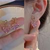 Fashion Rhinestone Love Dangle Earrings for Women Wedding Party Classic Jewelry Geometry Earrings