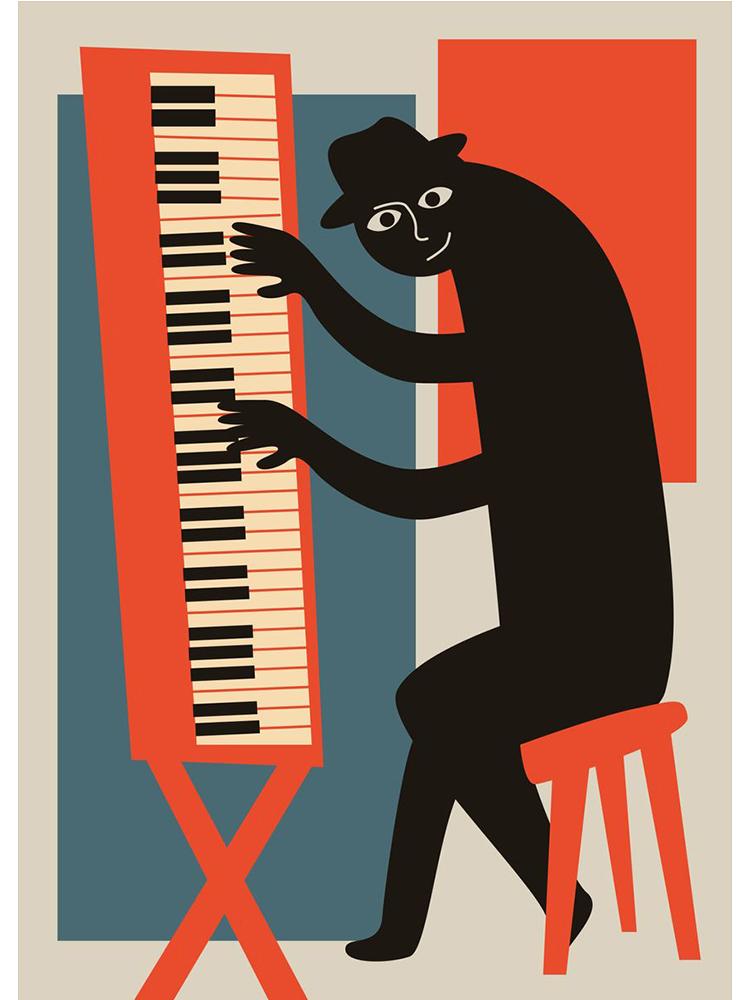 Забавный меломан, холст, живопись, постеры, принты, абстрактная девушка, играющая на гитаре, нота, настенное искусство для современной гостиной, домашний декор