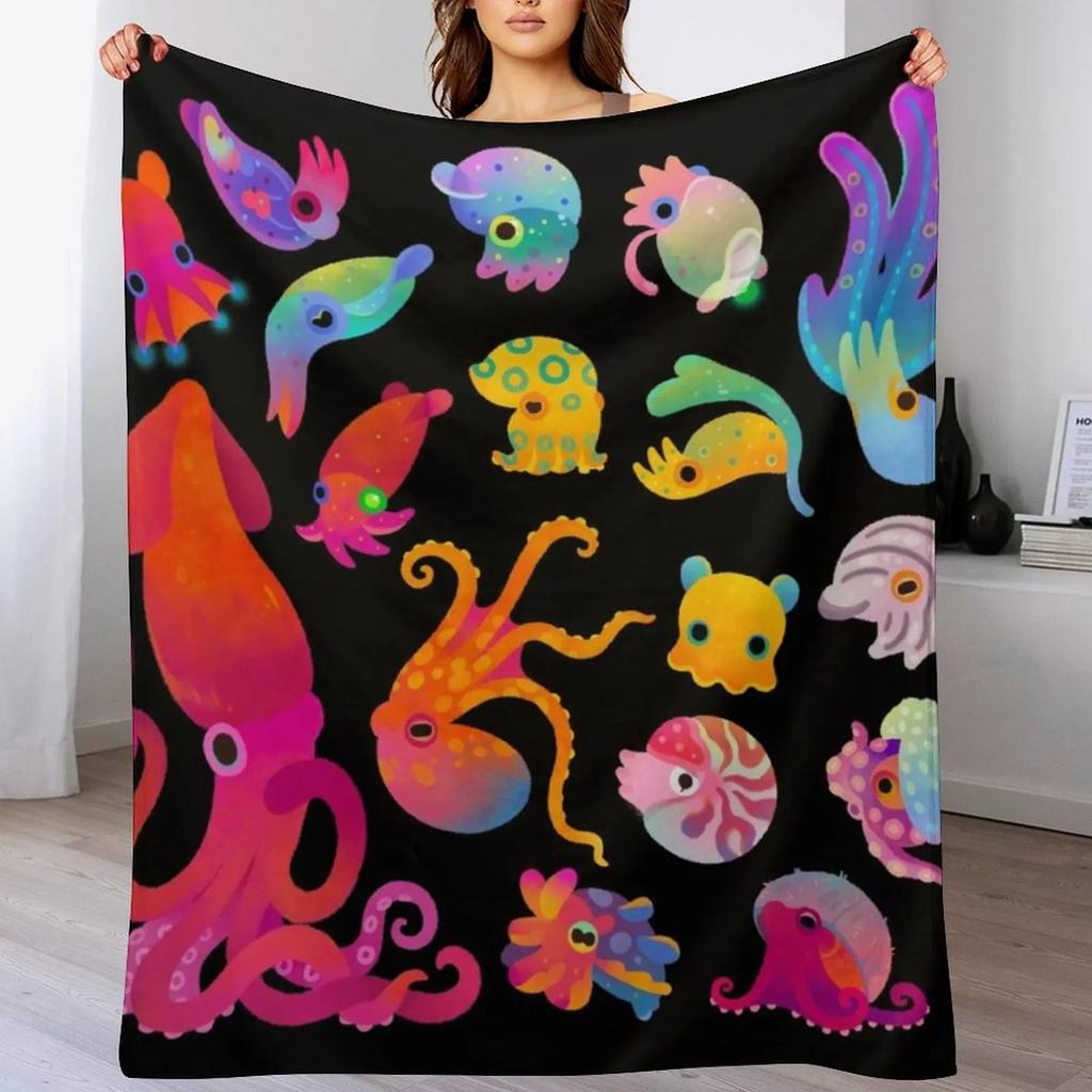 Cephalopod Throw Blanket Warm Throw Blanket Gift for Anniversary