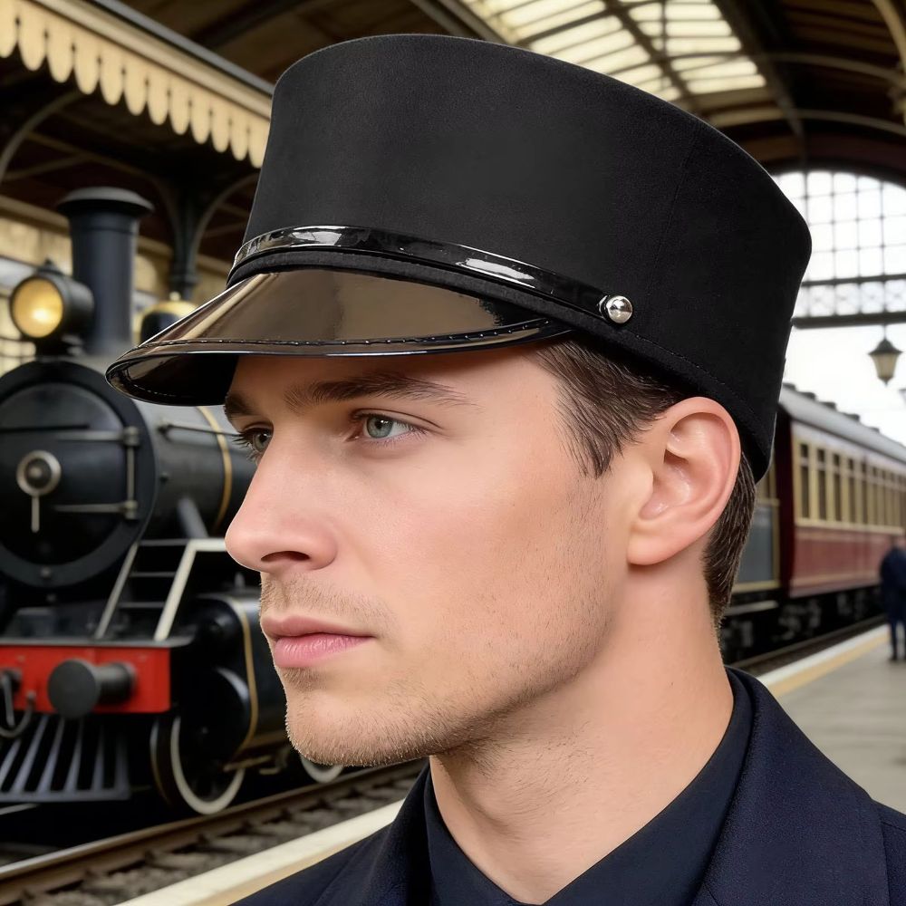 Railroad Engineer Conductor Driver Hat Dress Up Halloween Cosplay Cap Costume Props