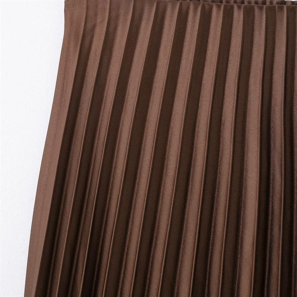 Весна 2025 Женская приталенная миди-юбка из шелкового сатина с плиссировкой и высокой посадкой