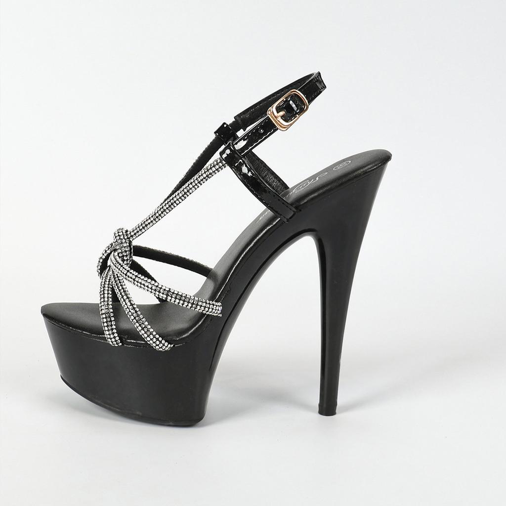 Sexy Red Women's Sandals 15cm Slim Heel Crystal Slim Heel Transparent Car Model Music Festival LFD-8661-B5