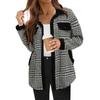 Women's Fashion Loose  Color Plaid Pocket Casual Lapel Plush Jacket Coat