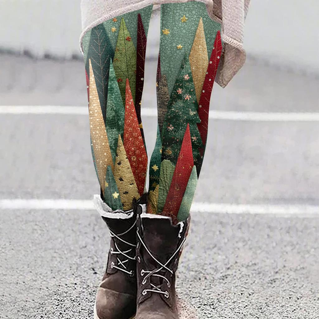 Женские рождественские облегающие эластичные повседневные брюки для йоги