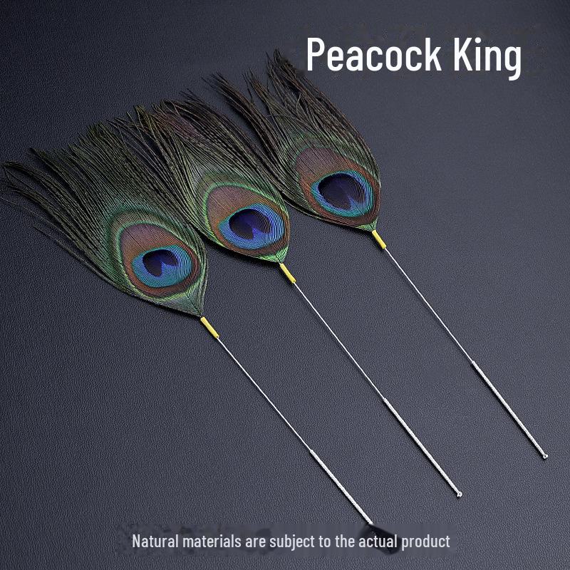 Серебряная игла для чистки ушей с павлиньими перьями - маленький и большой инструмент для чистки ушей с перьями