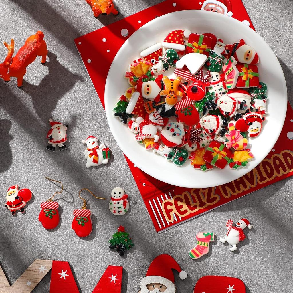 10 шт. Рождественские подвески из смолы для поделок Бусины-подвески в виде слизи с плоской задней поверхностью Смоляные принадлежности Мини рождественские украшения Поделок Украшения для скрапбукинга своими руками