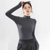 Women Bottoming Tops Half High Collar Long Sleeve Solid Color Slim Fit