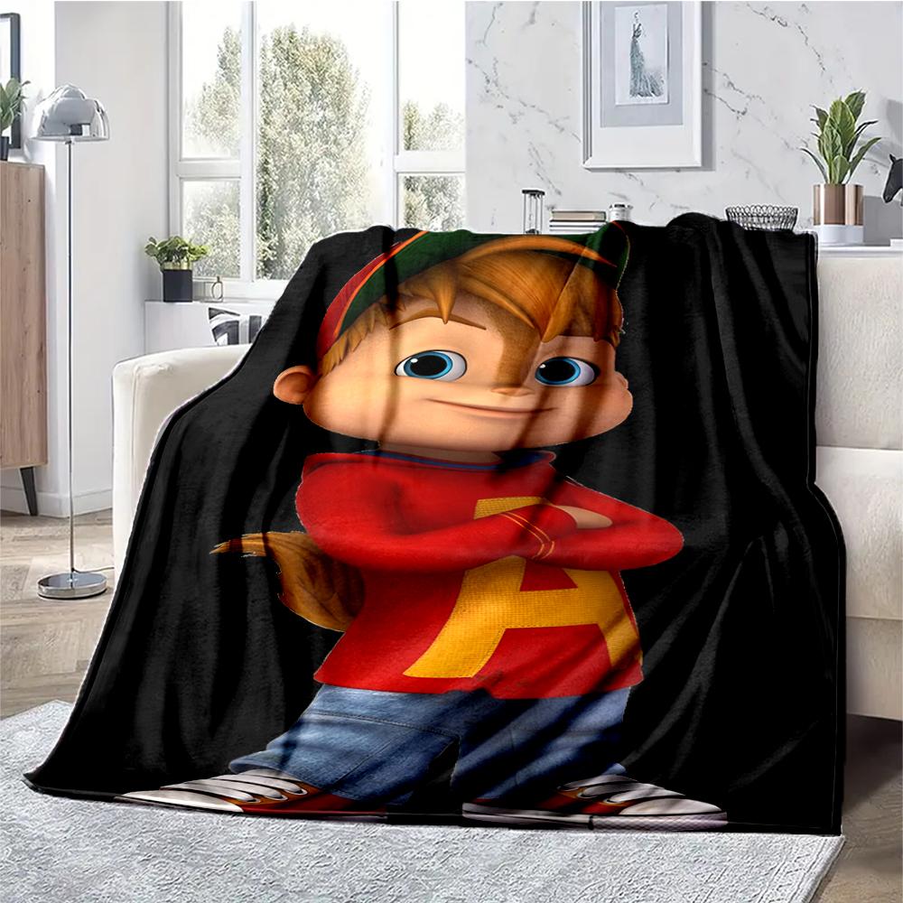 Alvin and the Chipmunks Theme Printed Blanket - Perfect for Couch, Bed, Travel & Outdoor Use | Machine Washable, Cozy & Durable.