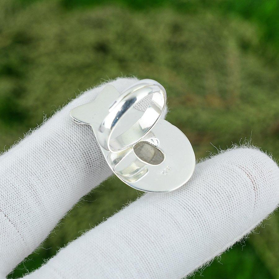 Natural Golden Rutile Gemstone Solitaire Adjustable Ring 925 Silver For Girls