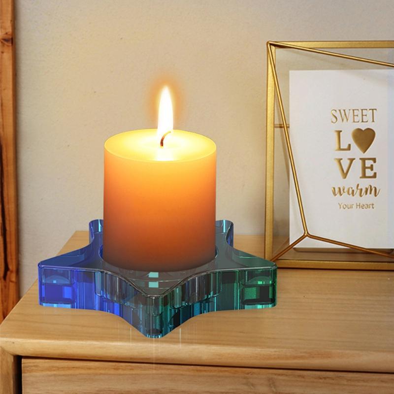 Подсвечники для чайных свечей, форма из смолы, хрустальный подсвечник в форме пятиконечной звезды, форма из эпоксидной смолы, подсвечник из силикона