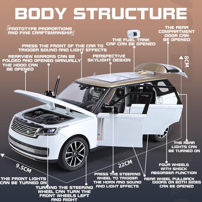Новый 1:24 Land Rover Range Rover SV2022 литой внедорожный автомобиль модель звук и свет подарок для парня подарок для детей