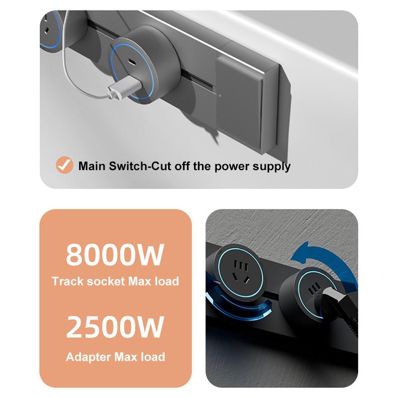 8000 Вт Универсальные розетки для дома и офиса, выдвижные, сменные, настенные выключатели-розетки, водонепроницаемая настенная трековая розетка