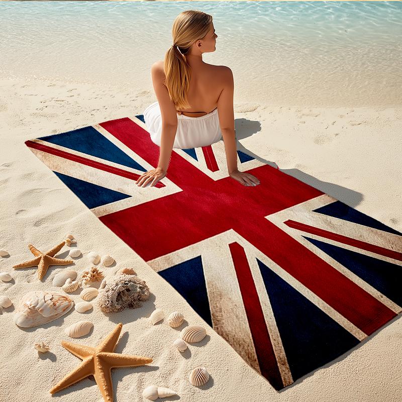 1Pc Union Jack Flag Beach Towel, Quick Dry, Multi-Use for Beach Pool Gym Yoga Home Travel, Christmas, Halloween, Xmas Gift M928151