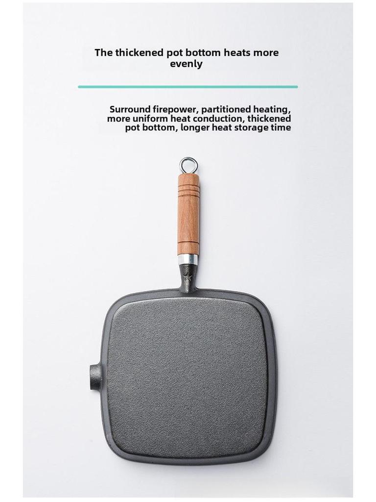 24 см чугунная полосатая сковорода для стейков, без покрытия и с антипригарным покрытием