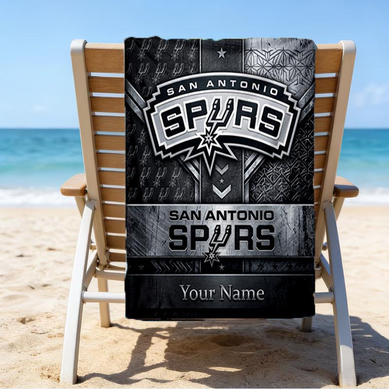 Custom Name Beach Towel Antonio Spurs Logo Beach Towel, Soft Microfiber, Gift for Her/Him, Birthday, for Pool, Beach, Travel, Fan gifts