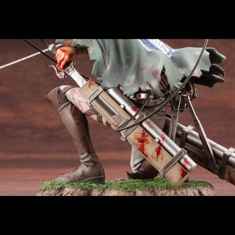 Kotobukiya Атака Титанов Леви Аккерман Аниме Фигурка Поврежденная в бою Кровавая Боевая Коленопреклоненная Поза Коллекционная Статуэтка Аниме Фигурка