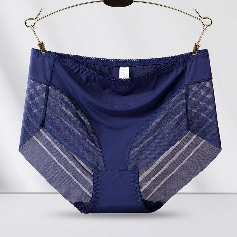 Sexy Mid-Waist Women's Briefs Light Waist Hip-lifting Underwear Striped Mesh Breathable Women's Underwear