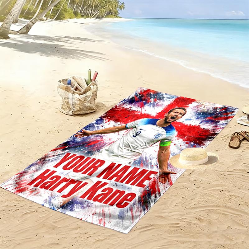 Custom NameFootball player Beach Towel Soft Microfiber Summer Towel Quick Dry Absorbent Towel for Beach Swimming Pool Travel