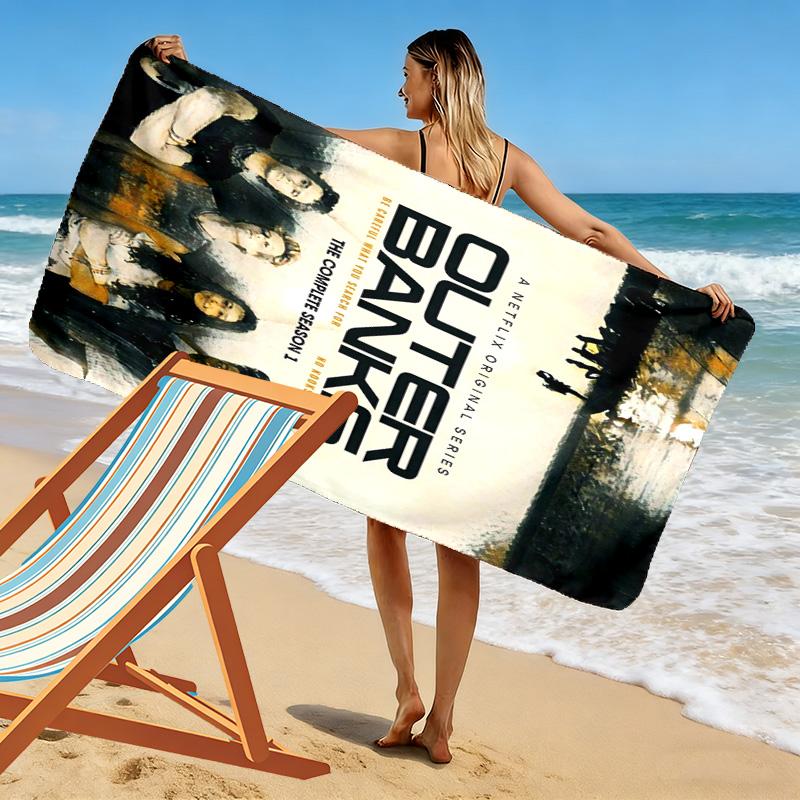 Outer Banks Print Beach Towel, Large Soft Quick Dry Towel for Beach Camping Swimming