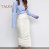 Women Faux Leather Midi Skirt High Waist Hip Wrapped Solid Color Long Skirt Slim Fit Skinny Skirt Streetwear