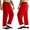 Mens Santa Claus Pants Christmas Cosplay Costume Red Soft Velvet Long Loose Trousers
