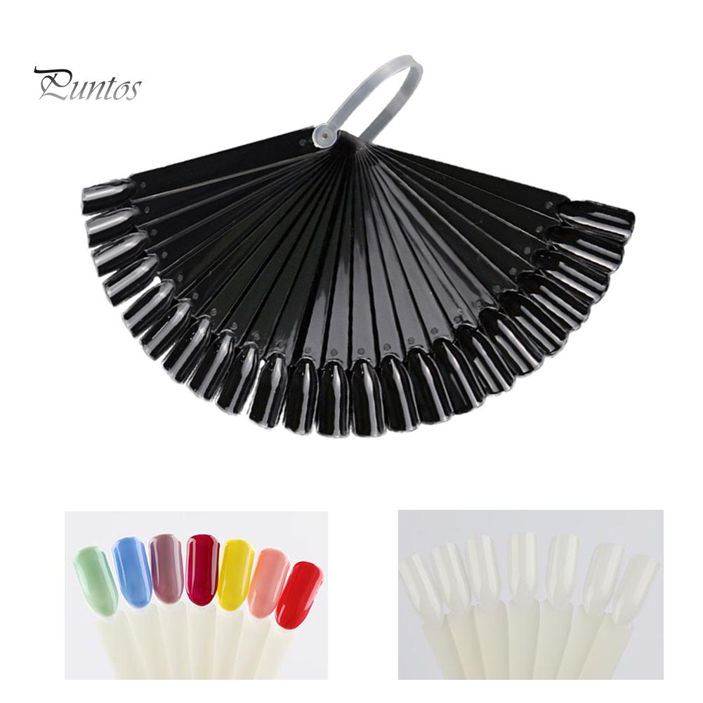 Puntos Nail Art 24Pcs Fan Shape Polish Color Card Practice Sample False Tips Display