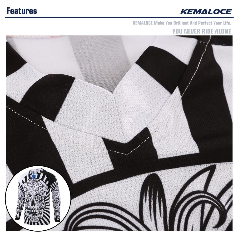 KEMALOCE Мужской MTB Джерси с длинным рукавом, быстросохнущий спортивный трикотаж для мотокросса, белый череп, велосипед BMX