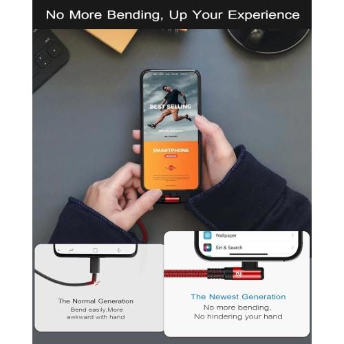 iPhone Charging Cable L Shape [3M/Set of 2] MFi Certified 2.4A Fast Charging iPhone Charger Cable Ultra Durable iPhone14/Plus/pro/Pro Max 13 12 11 Pro