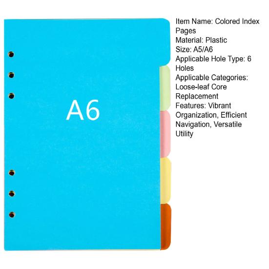 Yousheng 5 шт. цветных разделителей для папок-регистраторов с кольцевыми вкладками, пластиковые страницы-разделители для индексов, папка-регистратор с 6 кольцами, разделители для пастельных страниц, этикетки с надписями