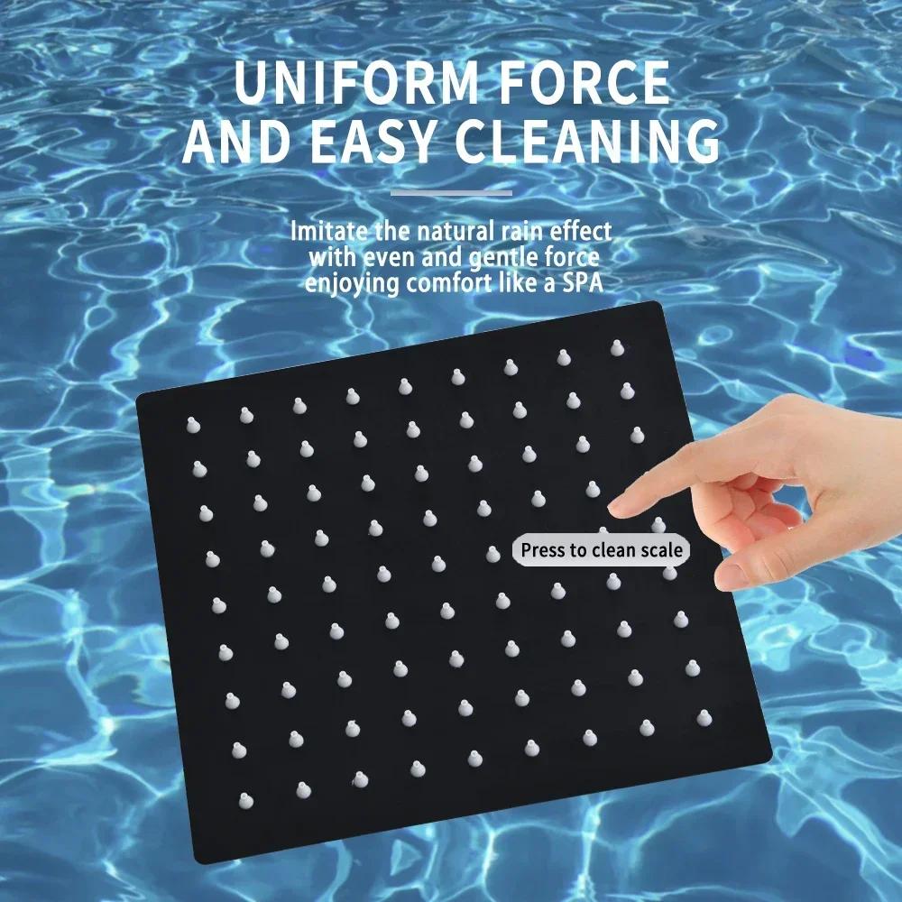 High Pressure Square 8 Inch Rain Shower Head Shower Accessorie Bathroom Top Shower Head Set Black Handheld Shower Spray
