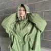 American Style Jacket Women Spring Autumn Y2k Windproof Zipper Hooded Trendy Thin Loose Embroidery Green Cargo Coat