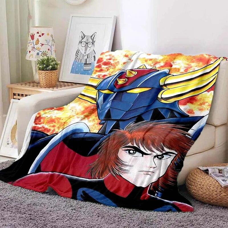 G-Goldorak Pattern Print Flannel Blanket,for Couch, Bed, Sofa, Office-Soft and Soothing Printing Blanket For All Season