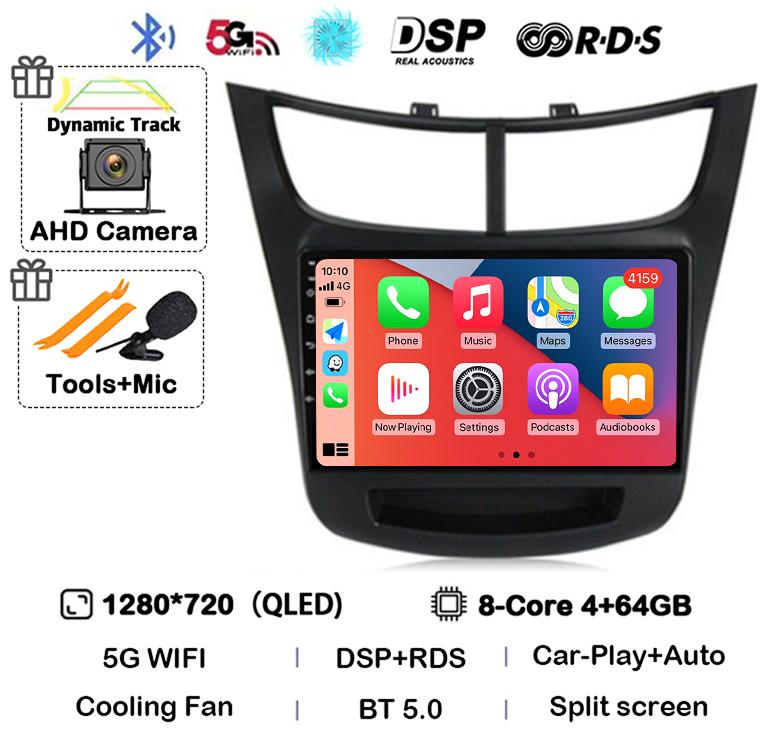 Android 14 Carplay Auto Car Radio For Chevrolet Sail Aveo 2015 2016 2017-2019 Multimedia Stereo Player GPS Navigation 4G WFI DSP