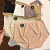 Women Panties Seamless Mid Waist Plus Size Ice Silk Tummy Control Good Breathability