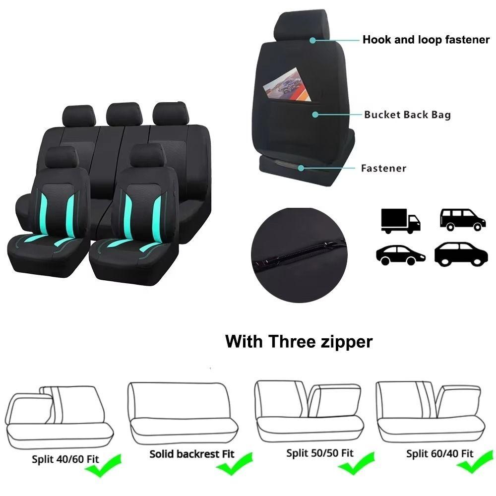 Universal Fit Mesh Seat Covers Gray Mesh 1/2 Seats Cover Rear Seat Split Car Seat Cover Set Unisex