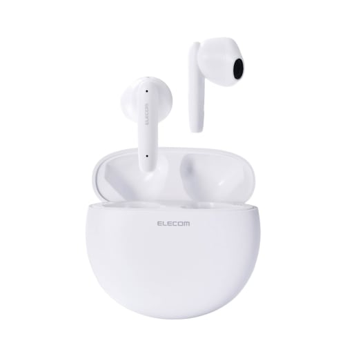 Elecom Wireless Earphones, Bluetooth 5.3, Stylish Round Touch Control, In-Ear Type, SBC/AAC Compatible, Automatic Pairing, Type-C Charging, White LBT-