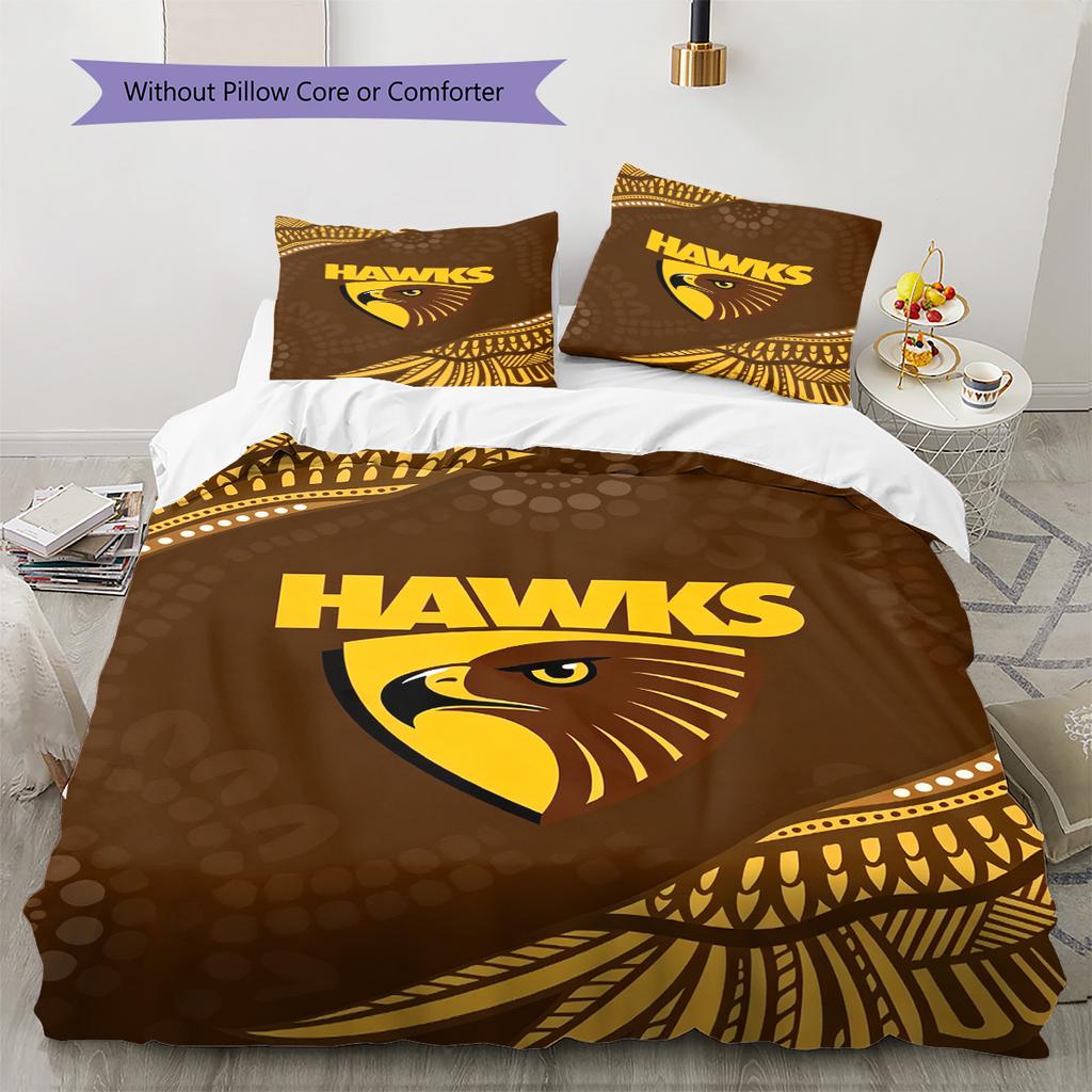 Hawthorn Hawks Pattern Bedding Set Quilt Cover Pillowcase Home Decor Gift (1 * duvet cover + 2 * pillowcase, without core)