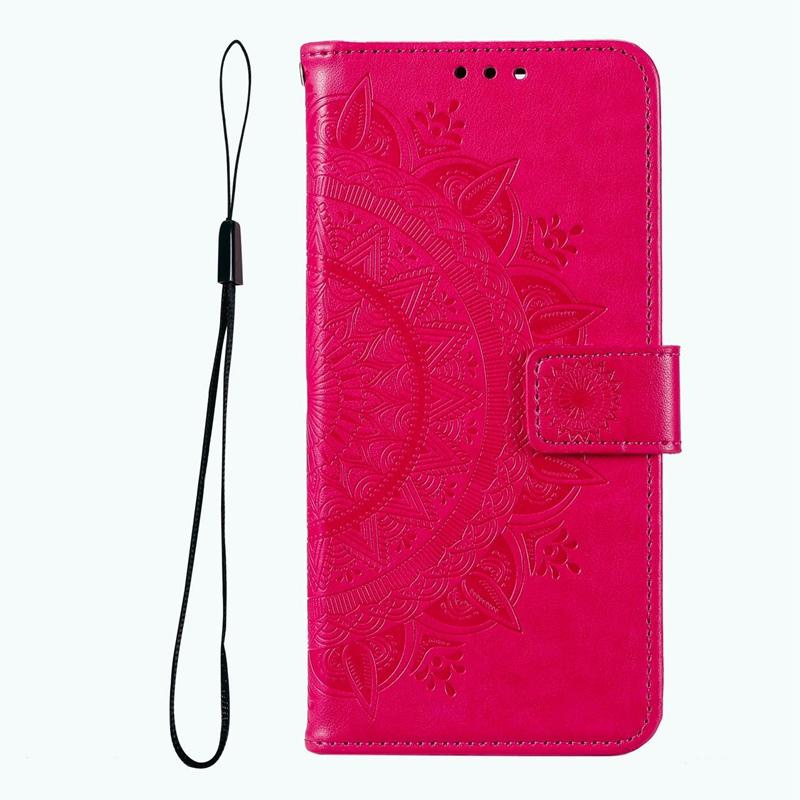 Embossed Totem Card Slot Photo Frame Leather Wallet Case For iPhone Samsung Huawei Honor Xiaomi Redmi Lanyard Phone Flip Cover