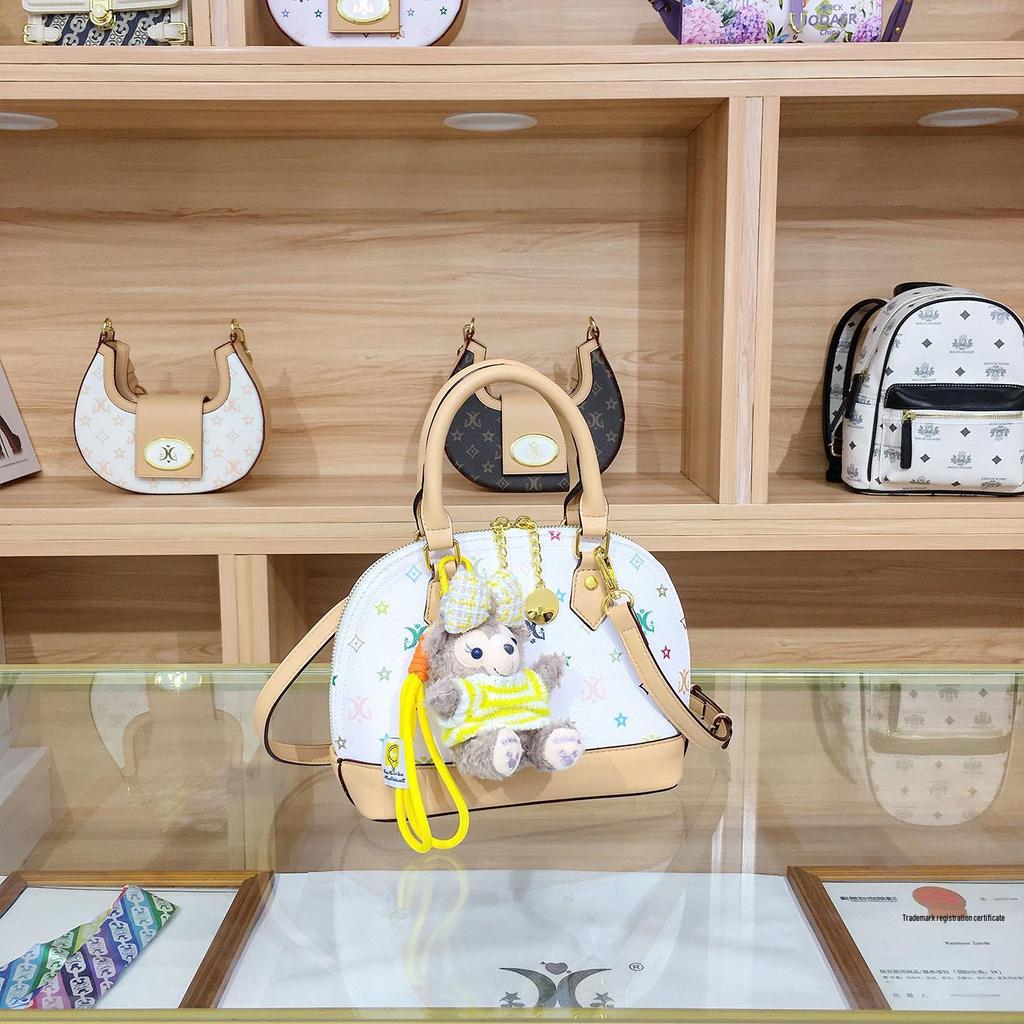 High-End Vintage Monogram Shell Crossbody: 2025 Influencer Chic Colorblock Handbag