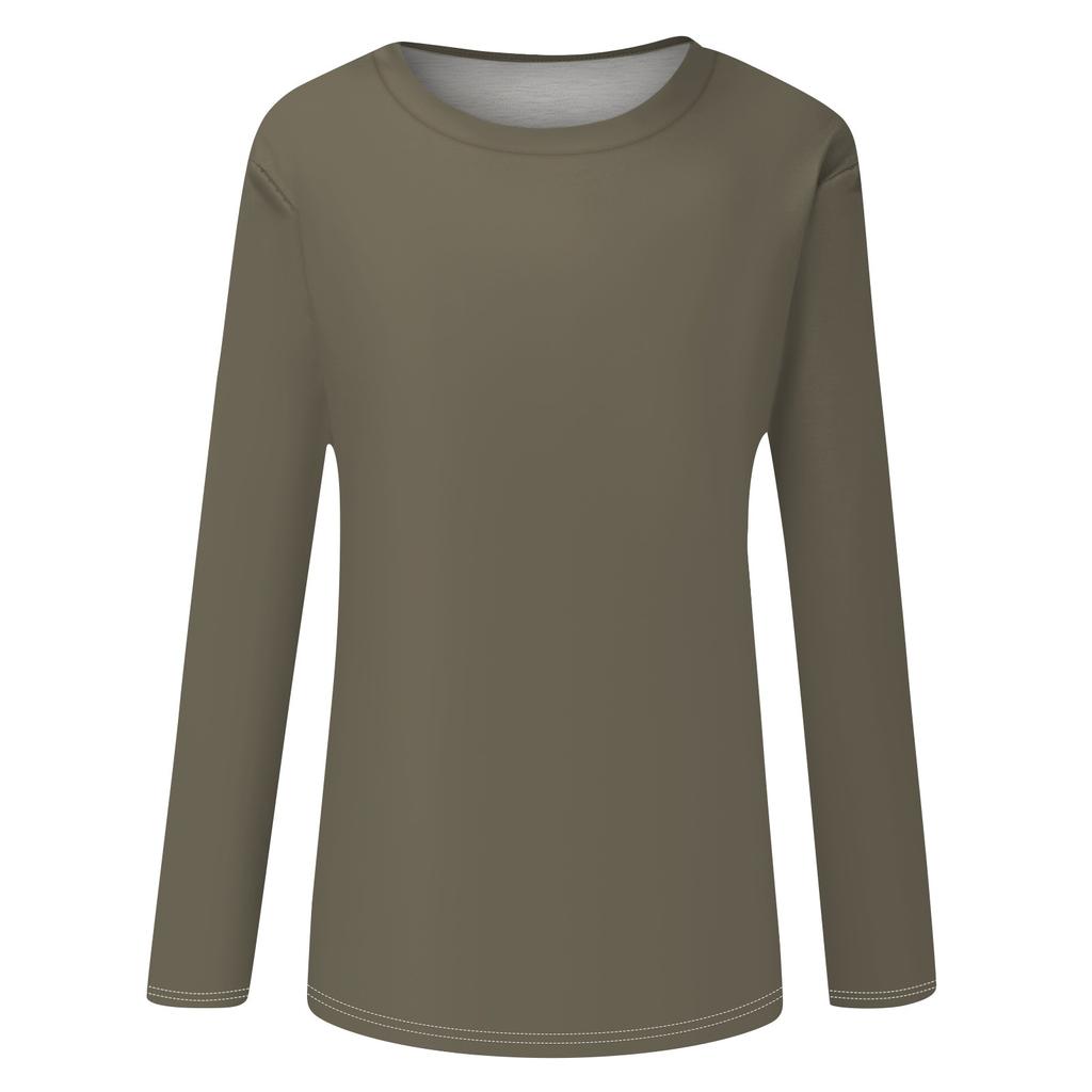 Женские рубашки с длинным рукавом и круглым вырезом, базовая футболка, повседневный топ, осенняя модная туника, облегающие футболки