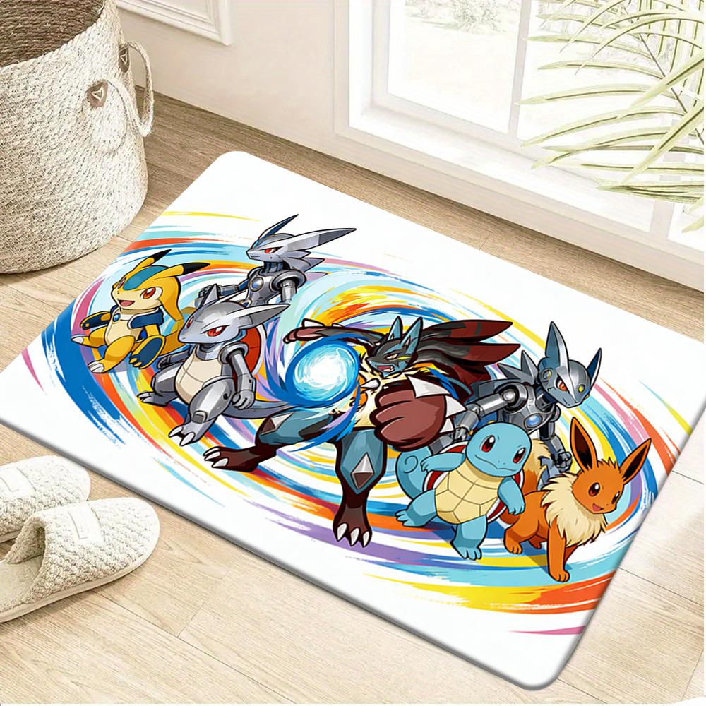 Warm Glowing Bokeh Ash And Pikachu Pokemon Non-Slip Absorbent Decorative Indoor Entryway Bathroom Floor Doormat Rug