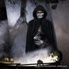 Костюм скелета на Хэллоуин с перчатками и черным плащом для взрослых