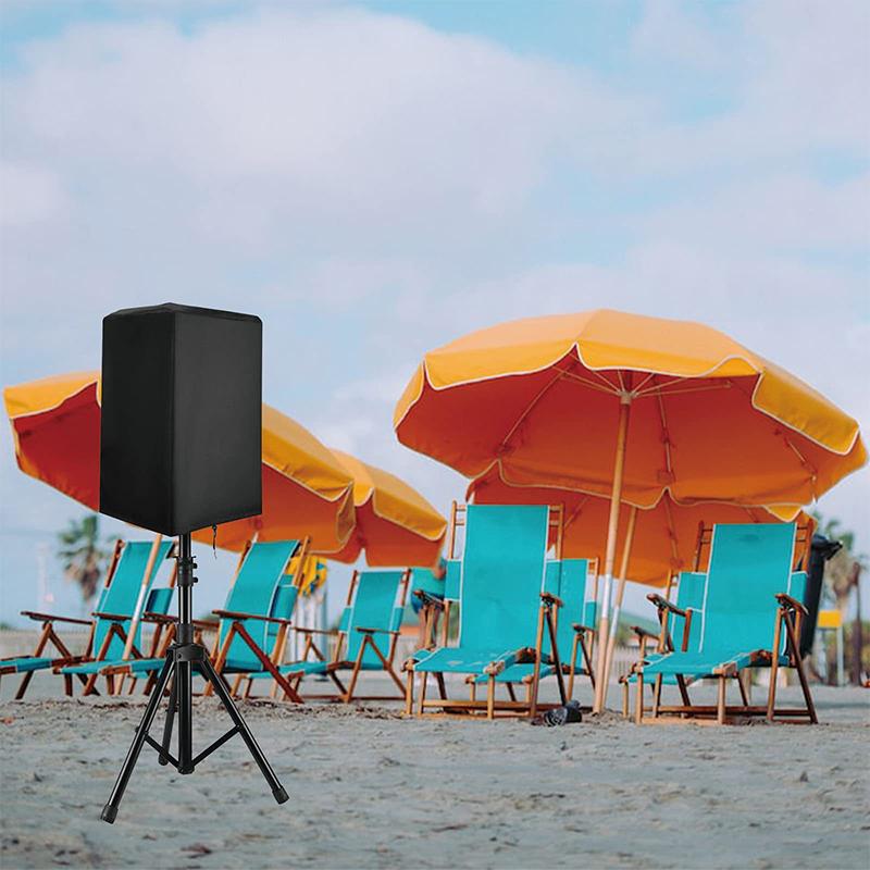 Чехол для колонок из ткани Оксфорд, защитный чехол для мультимедийной аппаратуры из металлического профиля, пыле- и водонепроницаемый защитный чехол из ткани Оксфорд плотностью 210D, черный с серебристым оттенком.