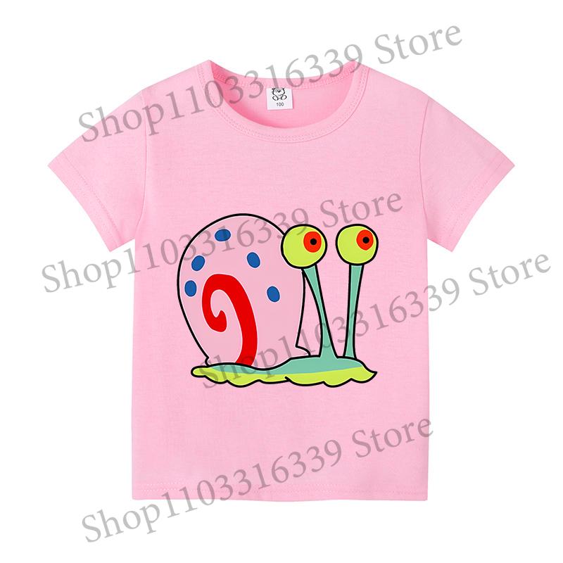 SpongeBob SquarePants Children Short Sleeved Cartoon Anime T-shirt Birthday Tops Boy Girl Summer Fashion Tees Kids Clothes Gift