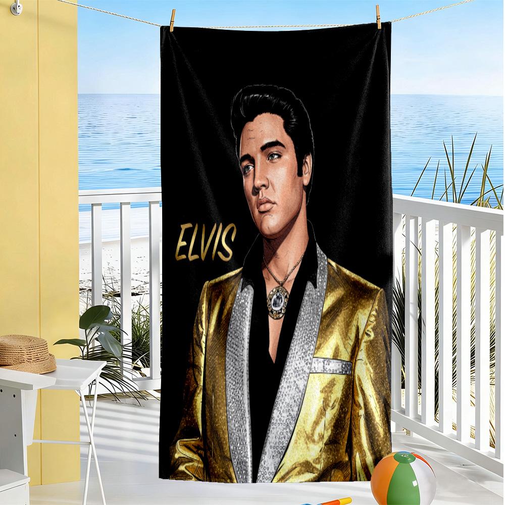 Rock Roll Legend Elvis Beach Towel Quick-Dry Soft Microfiber Comfortable Lightweight Perfect for Traveling Yoga Camping and Swimming