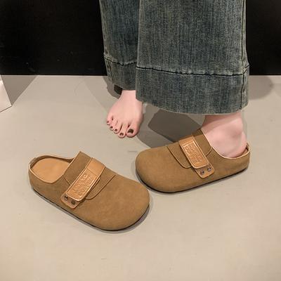 Баотоу полутапочки женские новые весенние на одной педали пробковая толстая подошва универсальные повседневные уличные тапочки